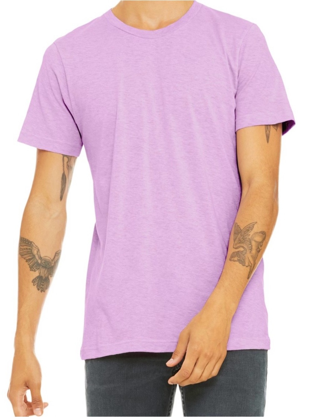 Bella canvas 3001CVC Classic Crew Neck T-Shirt Heather prism lilac, unisex tee